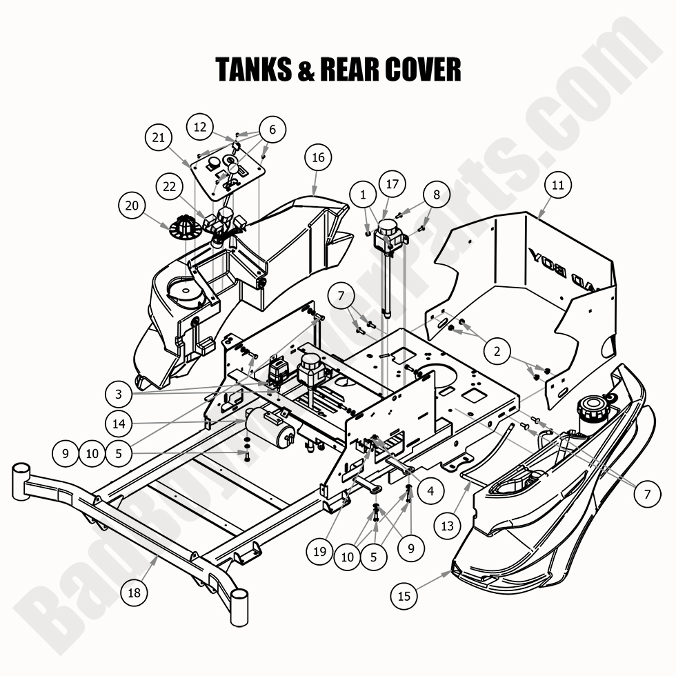 2434 - Bad Boy Mower Parts Lookup > 2020 > ZT Avenger > Tanks & Rear Covers